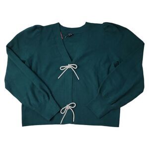 New EXPRESS Crystal Bow Puff Sleeve Sweater, SIZE XL